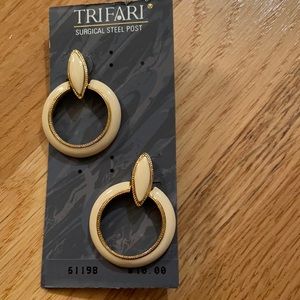 Trifari Surgical Steel Post Drop Earrings